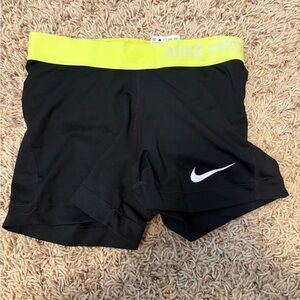 Nike Pro Black and Yellow Shorts